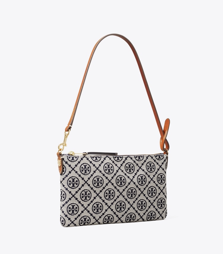 Tory Burch designer shoulder bags T Monogram Pochette in Tory Navy angle