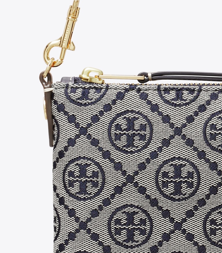 Tory Burch designer shoulder bags T Monogram Pochette in Tory Navy detail