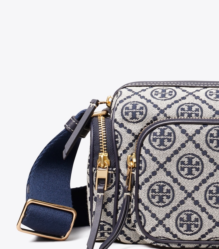Tory Burch designer crossbody bags T Monogram Pocket Crossbody in Tory Navy detail