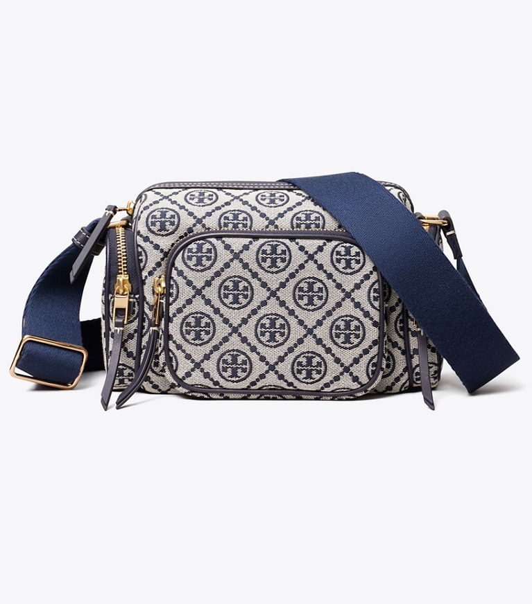 Tory Burch designer crossbody bags T Monogram Pocket Crossbody in Tory Navy front