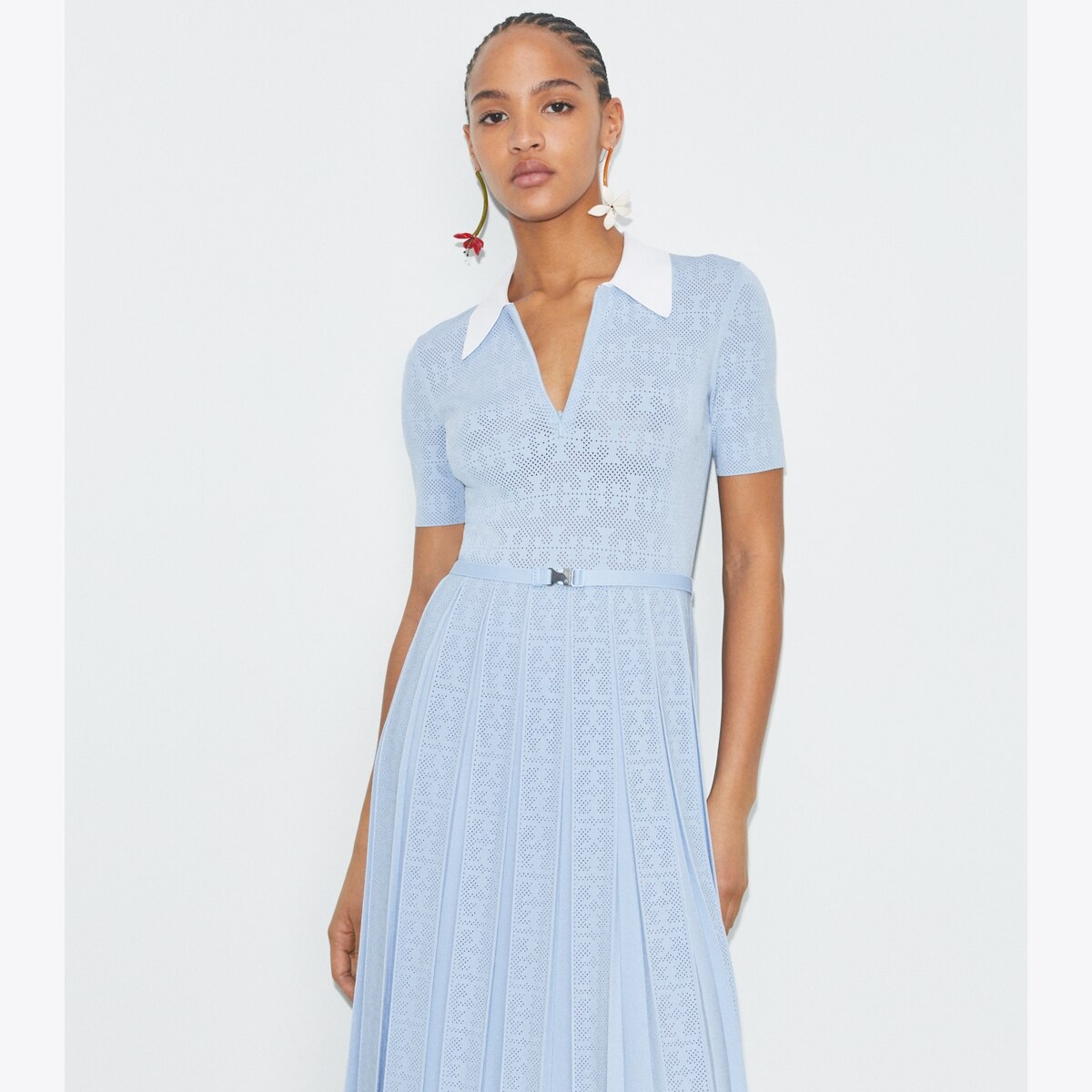 Tory Burch★T MONOGRAM POINTELLE PLEATED DRESS t-monogram-pointelle-pleated-