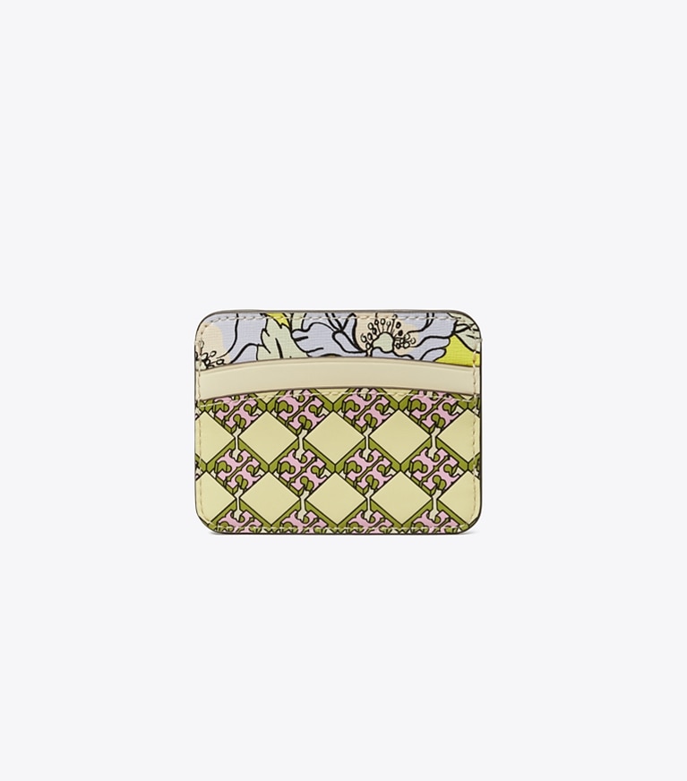 Tory Burch designer card cases T Monogram Printed Card Case in Colza Yellow Mix angle