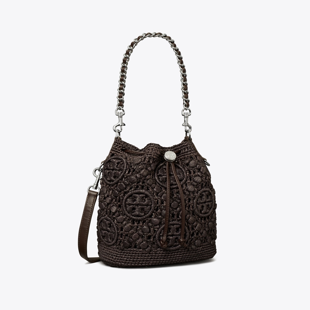 ショルダーバッグ・ポシェット Tory Burch FW25 BUCKET BAG WITH MONOGRAM T (169134 254) T Monogram Pebble Mini Bucket Bag: Women's Designer