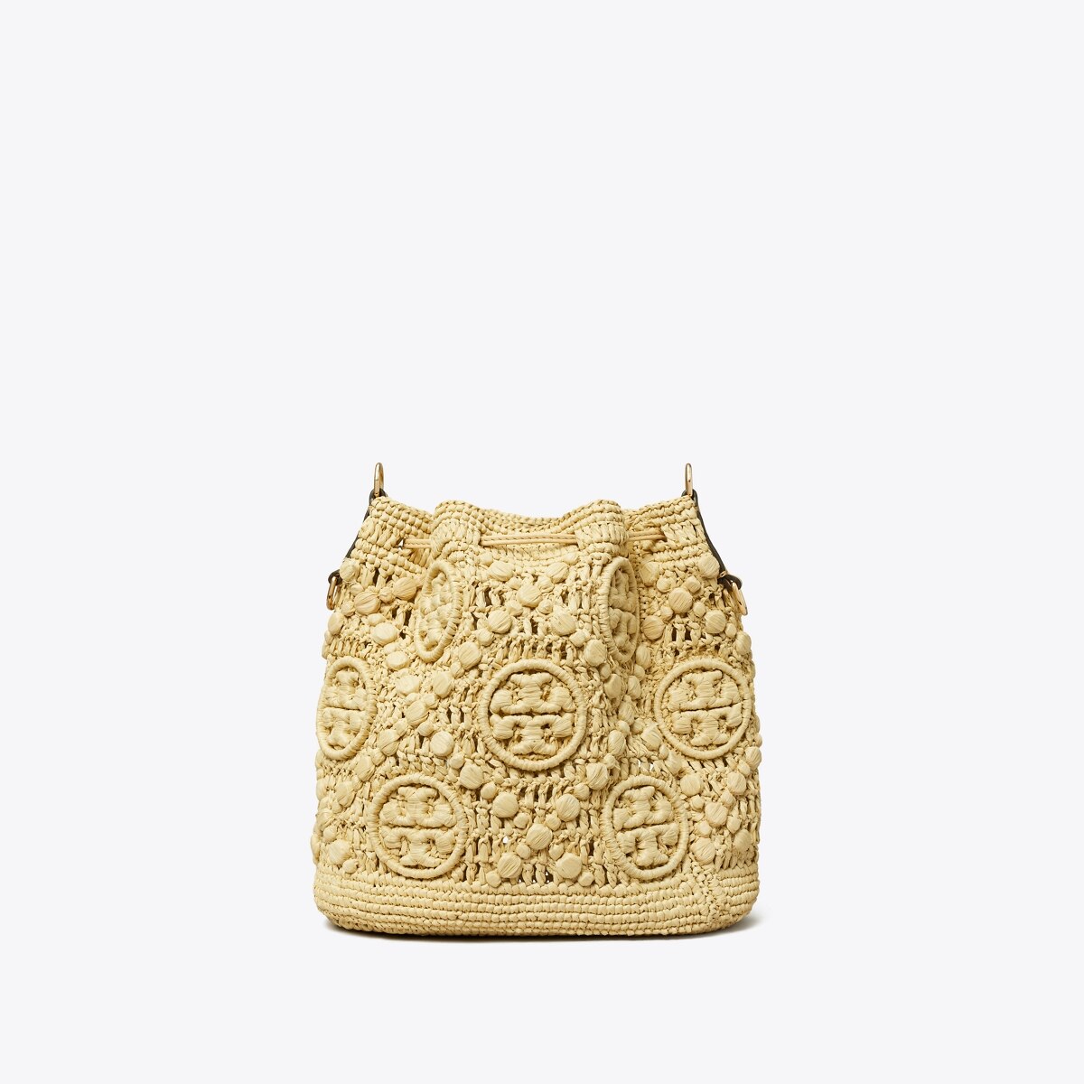 T Monogram Raffia Bucket Bag: Women's Designer Crossbody T Monogram Raffia Bucket Bag: Women's Designer Crossbody