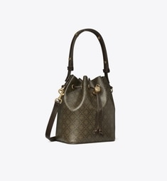 【TORY BURCH】T MONOGRAM RAFFIA BUCKET BAG T Monogram Raffia Bucket Bag: Women's Designer Crossbody
