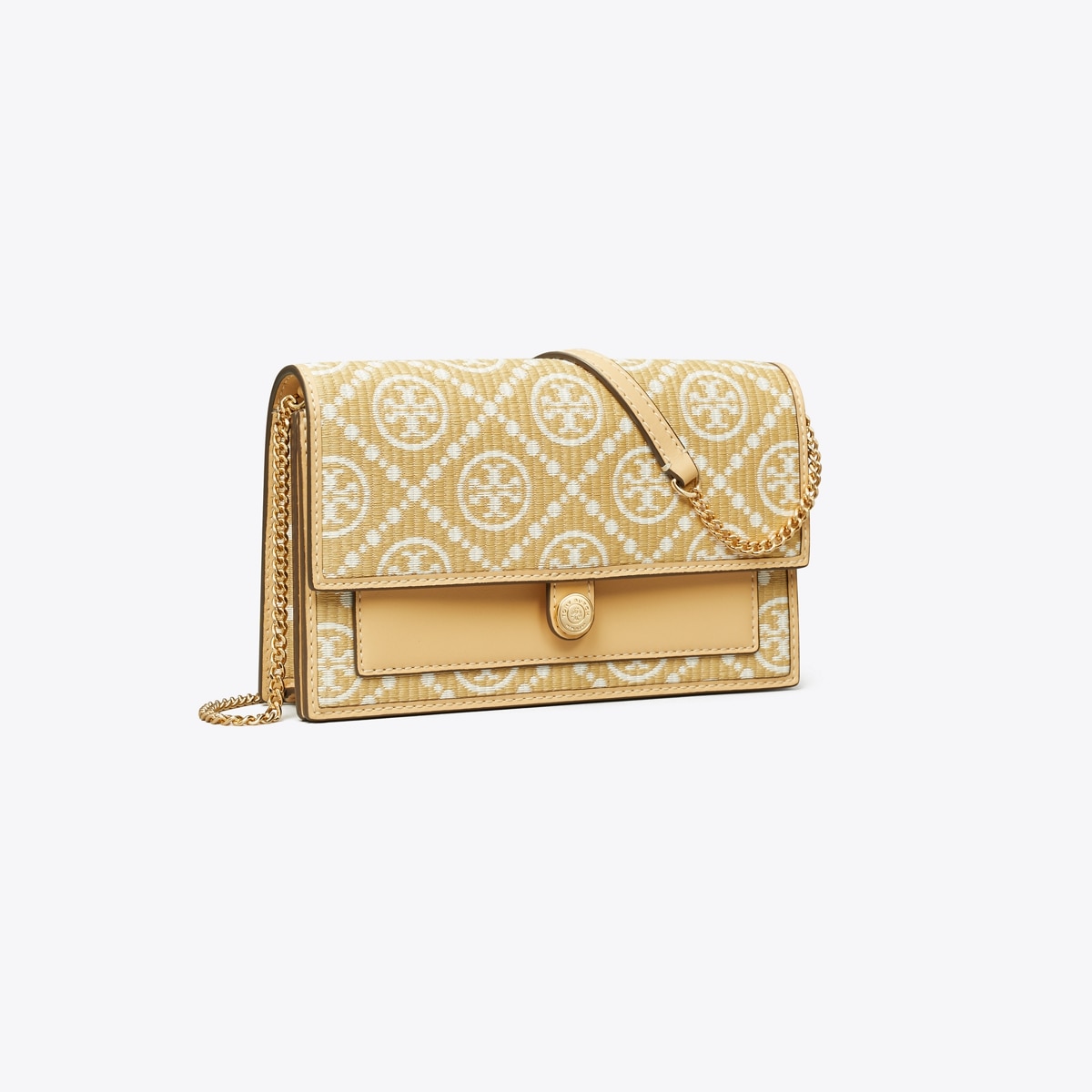 T Monogram Raffia Chain Wallet: Women's Designer Mini Bags | Tory Burch