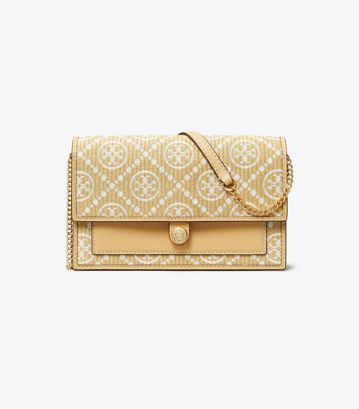 T Monogram Raffia Chain Wallet