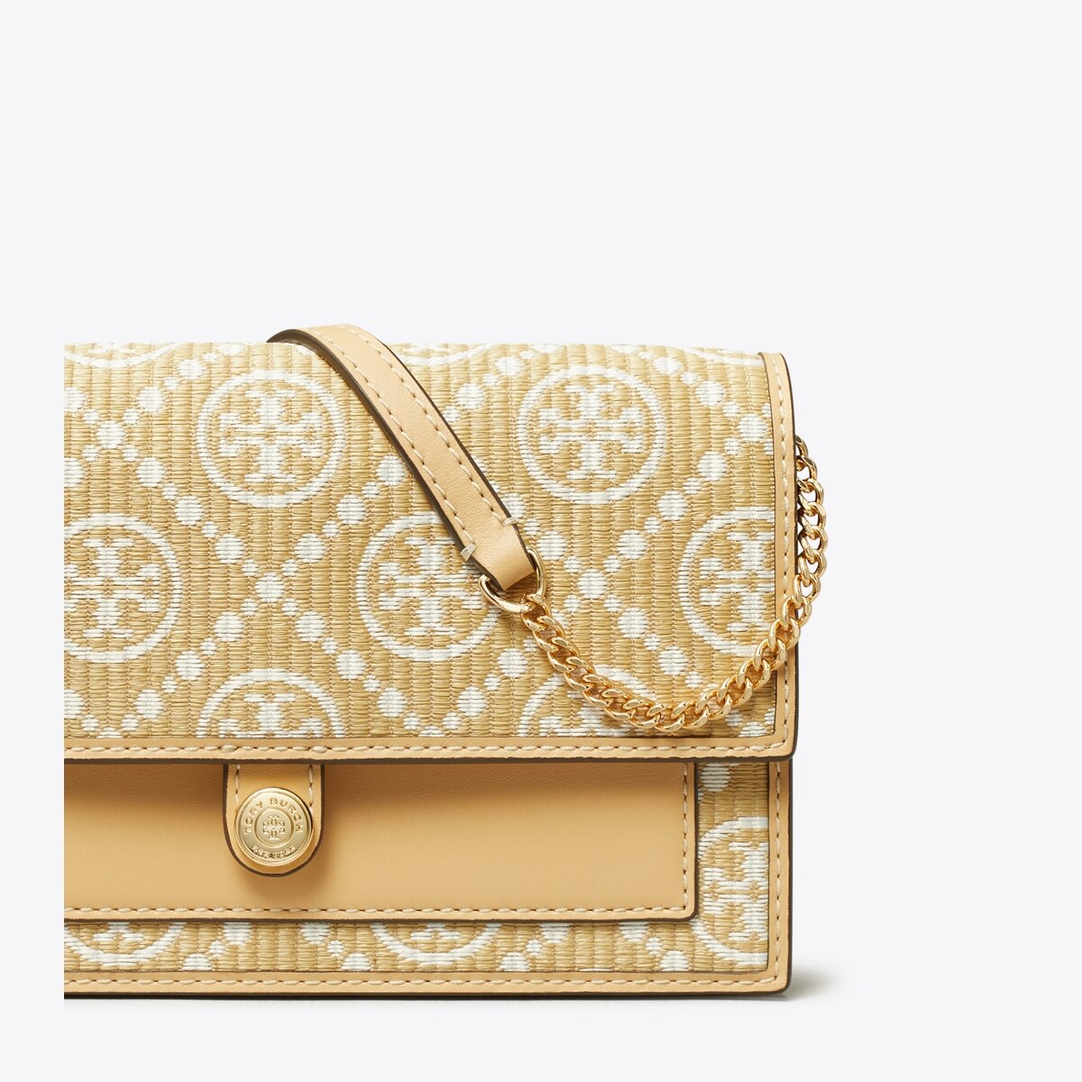 ショルダーバッグ・ポシェット Tory Burch Emerson Raffia Chain Wallet 166009 Tory Burch Emerson Raffia Chain Wallet 166009 Crossbody Bags