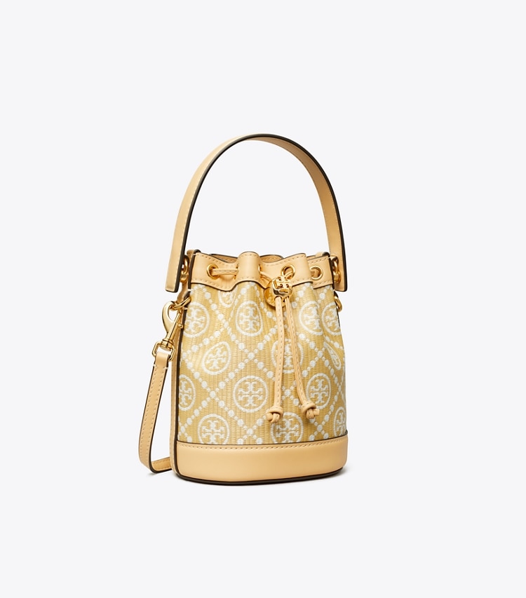 T Monogram Raffia Mini Bucket Bag: Women's Handbags | Crossbody Bags ...