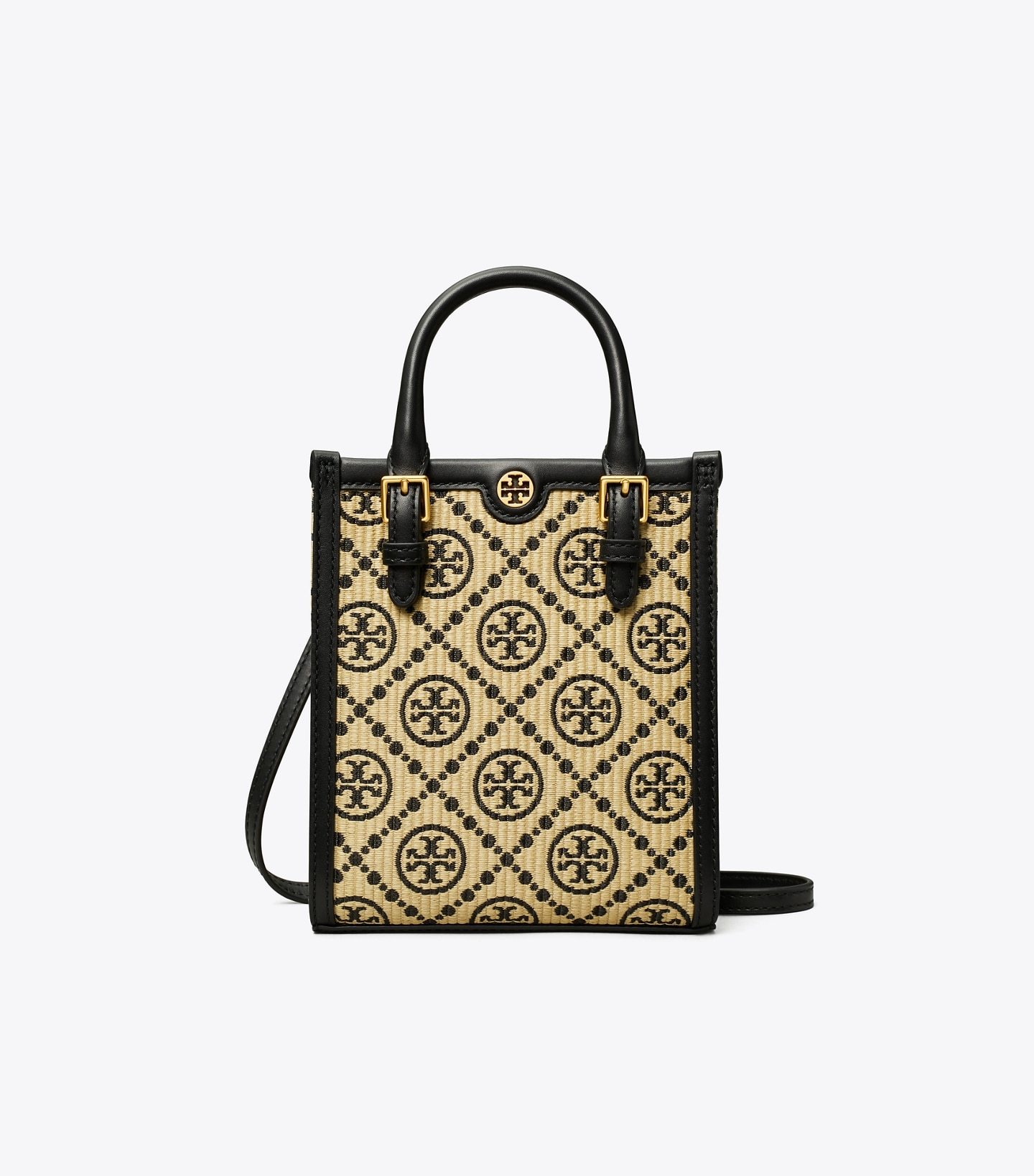 T Monogram Raffia Mini Tote