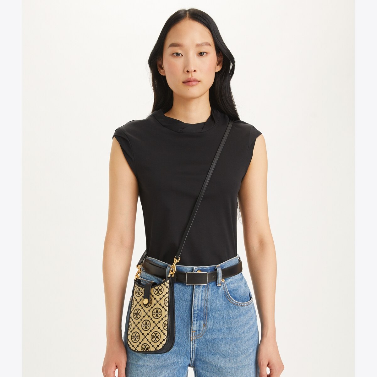 T Monogram Raffia Phone Crossbody: Women's Handbags | Mini