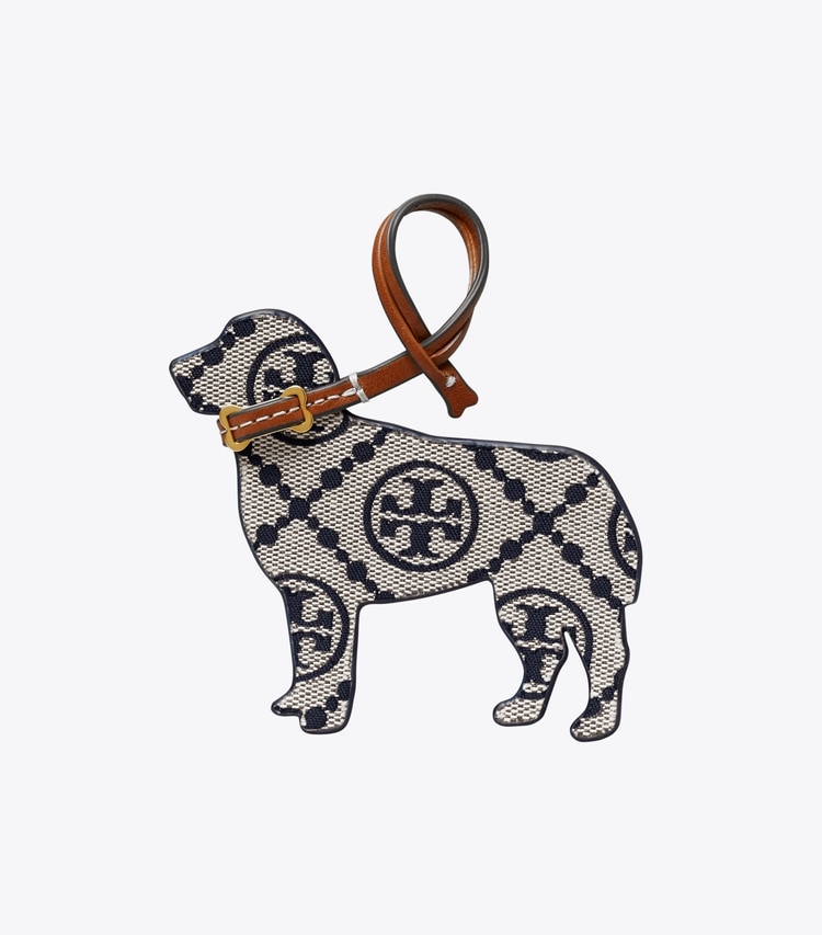 Tory Burch designer bag charms & key rings T Monogram Retriever Bag Charm in Tory Navy front