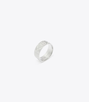 Tory Burch designer rings T Monogram Ring in Tory Silver / Ivory angle