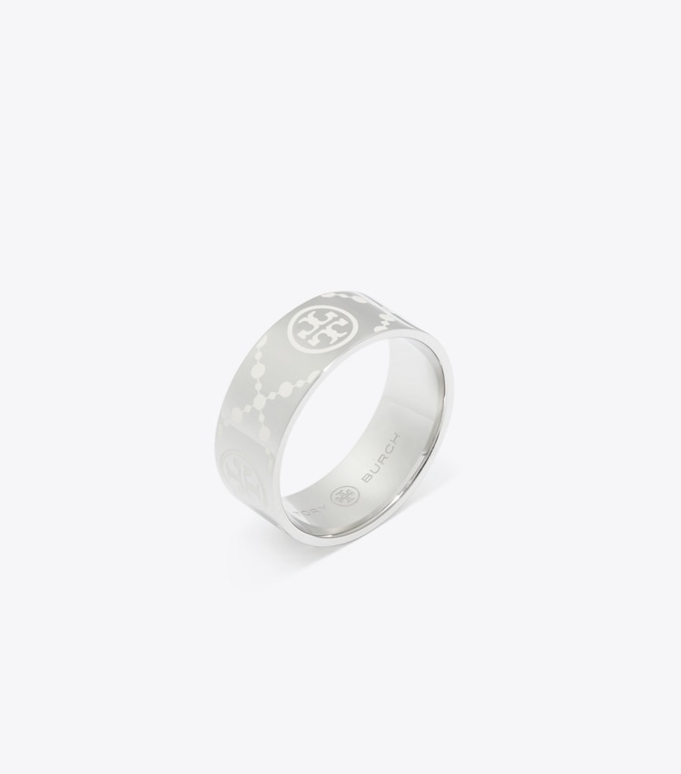 Tory Burch designer rings T Monogram Ring in Tory Silver / Ivory angle