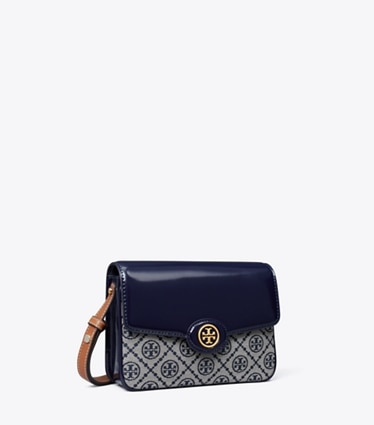 Tory Burch designer shoulder bags T Monogram Robinson Convertible Shoulder Bag in Tory Navy angle