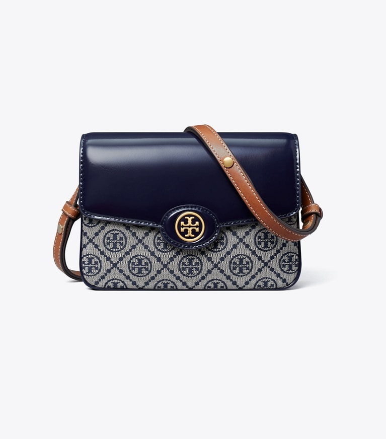 Tory Burch designer shoulder bags T Monogram Robinson Convertible Shoulder Bag in Tory Navy angle