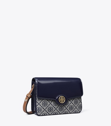 Tory Burch designer shoulder bags T Monogram Robinson Shoulder Bag in Tory Navy angle