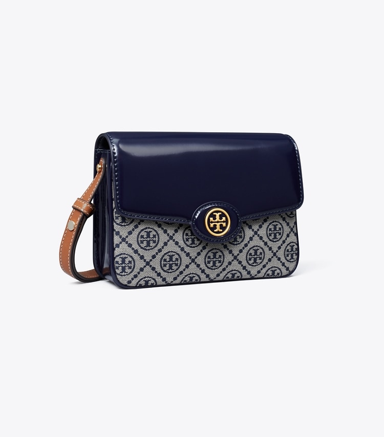 Tory Burch designer shoulder bags T Monogram Robinson Shoulder Bag in Tory Navy angle