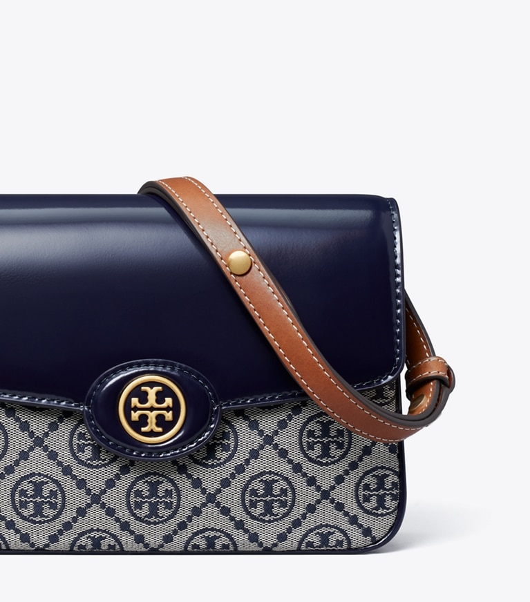 Tory Burch designer shoulder bags T Monogram Robinson Shoulder Bag in Tory Navy angle
