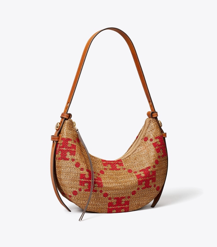 Tory Burch designer schultertaschen T Monogram Romy Woven Half Moon Bag in Natural angle