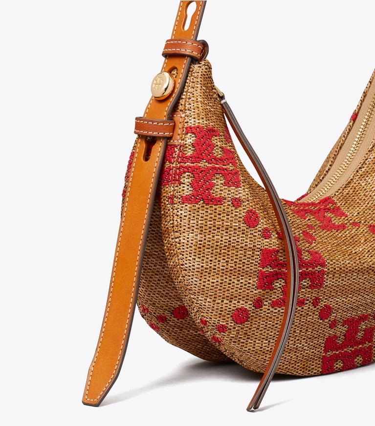 Tory Burch designer schultertaschen T Monogram Romy Woven Half Moon Bag in Natural detail