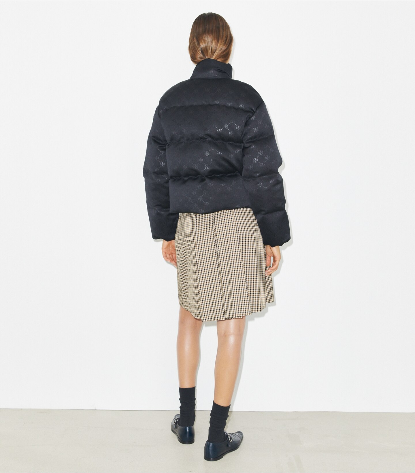 T Monogram Satin Puffer Jacket