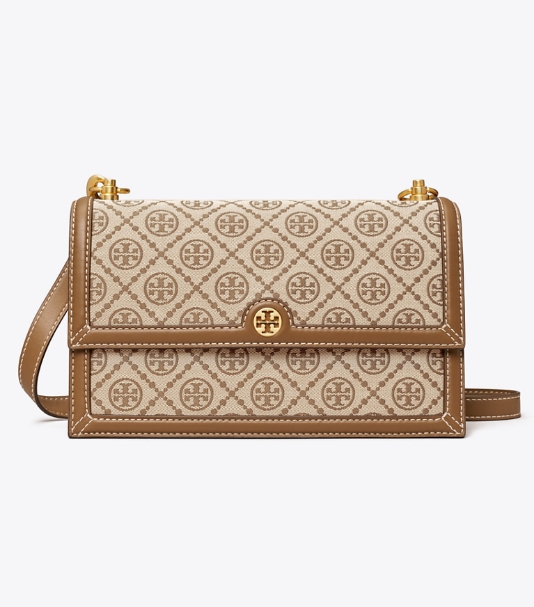 Tory Burch designer shoulder bags T Monogram Shoulder Bag in Hazelnut angle