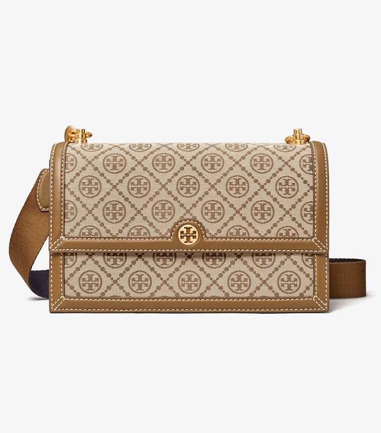 Tory Burch designer shoulder bags T Monogram Shoulder Bag in Hazelnut angle