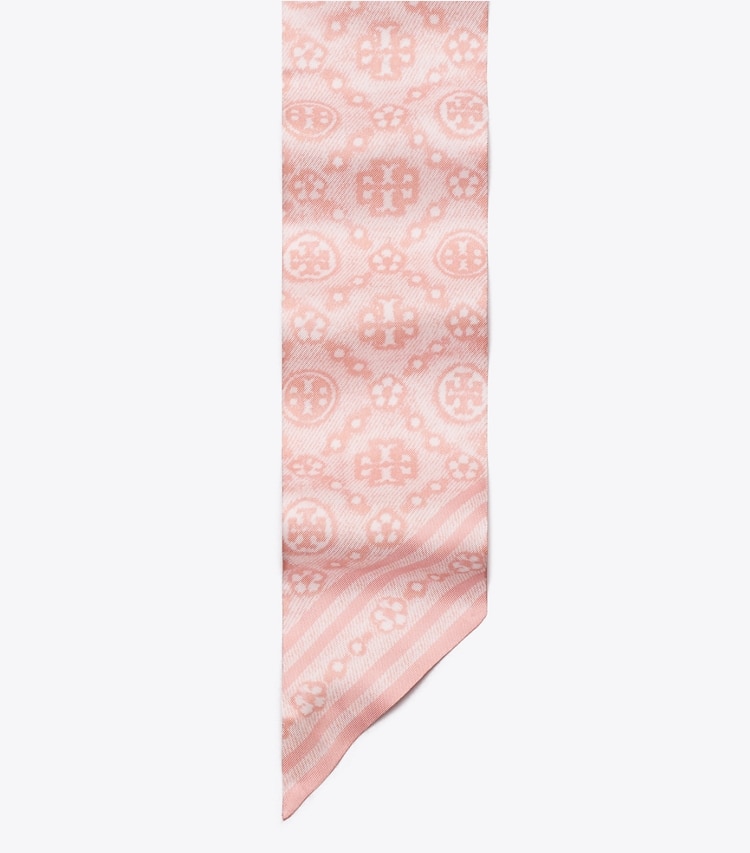 Tory Burch designer スカーフ・マフラー Tモノグラム シルク リボンタイ in Rose Mist ディテール