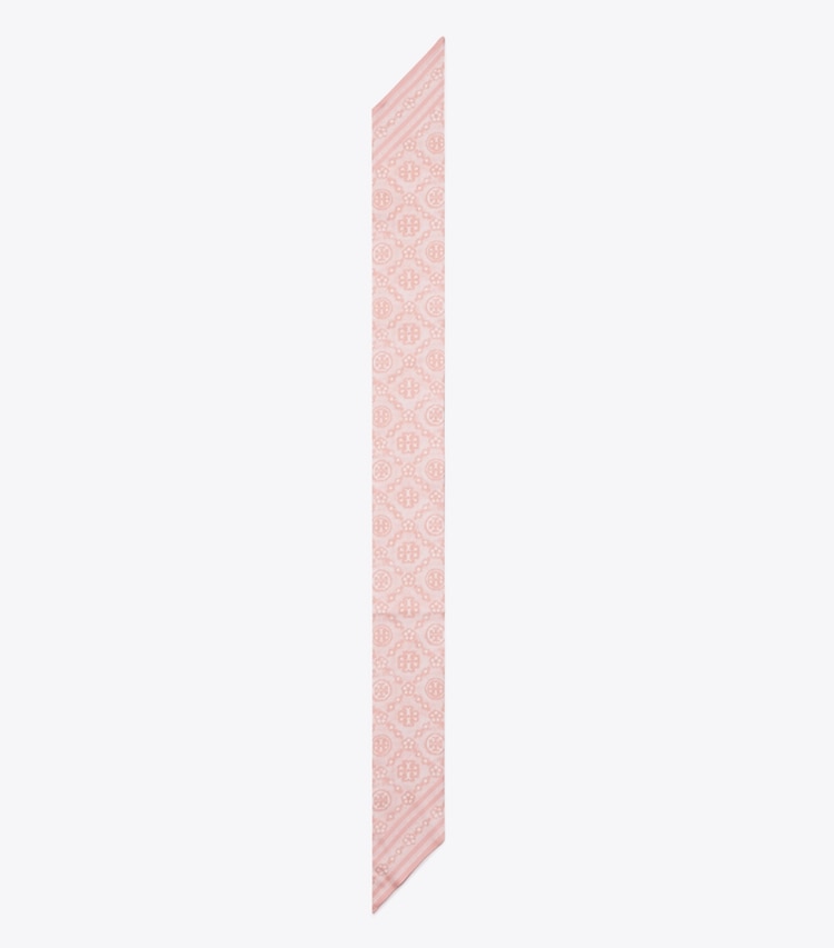 Tory Burch designer スカーフ・マフラー Tモノグラム シルク リボンタイ in Rose Mist オーバーヘッド