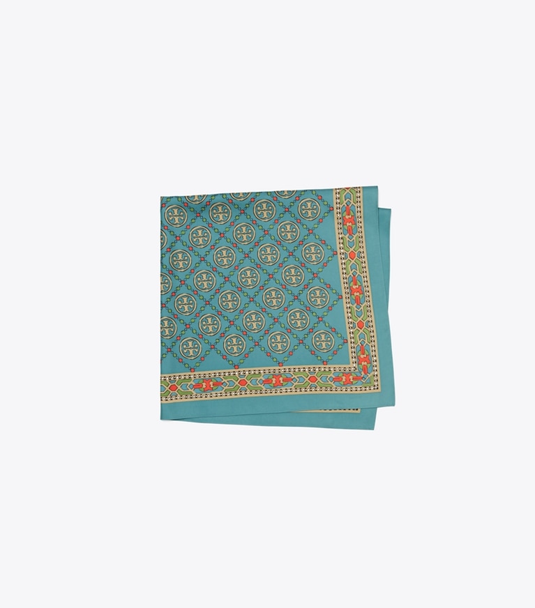 Tory Burch designer scarves T Monogram Silk Square Scarf in Blue overhead