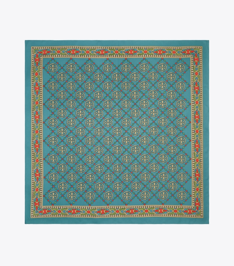 Tory Burch designer scarves T Monogram Silk Square Scarf in Blue overhead
