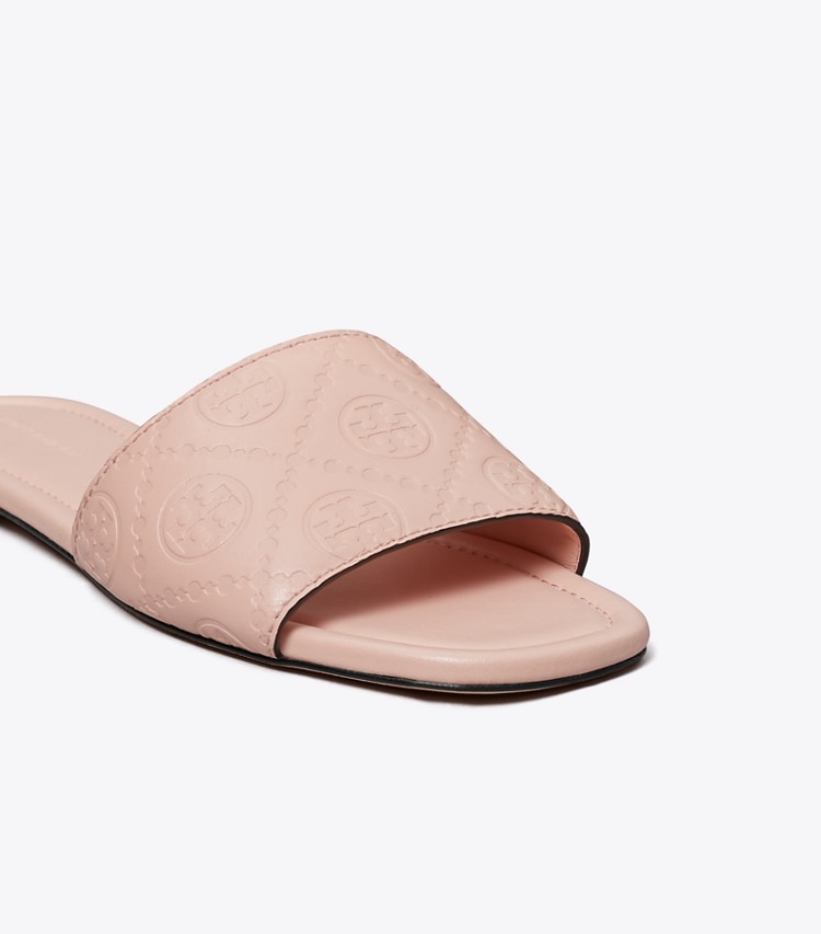 Tory Burch designer sandals T Monogram Slide in LIGHT PINK detail