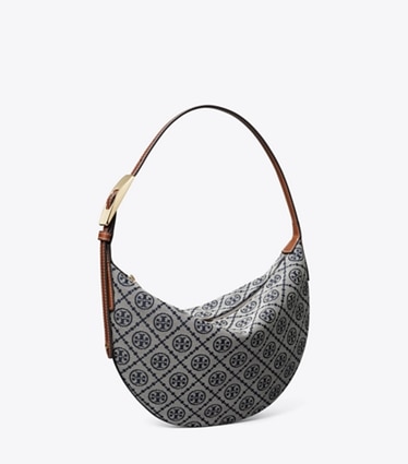 Tory Burch designer shoulder bags T Monogram Small Balloon Bag in Tory Navy angle