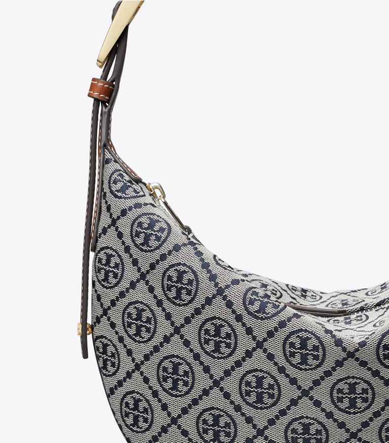 Tory Burch designer shoulder bags T Monogram Small Balloon Bag in Tory Navy angle