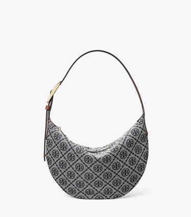 Tory Burch designer shoulder bags T Monogram Small Balloon Bag in Tory Navy front