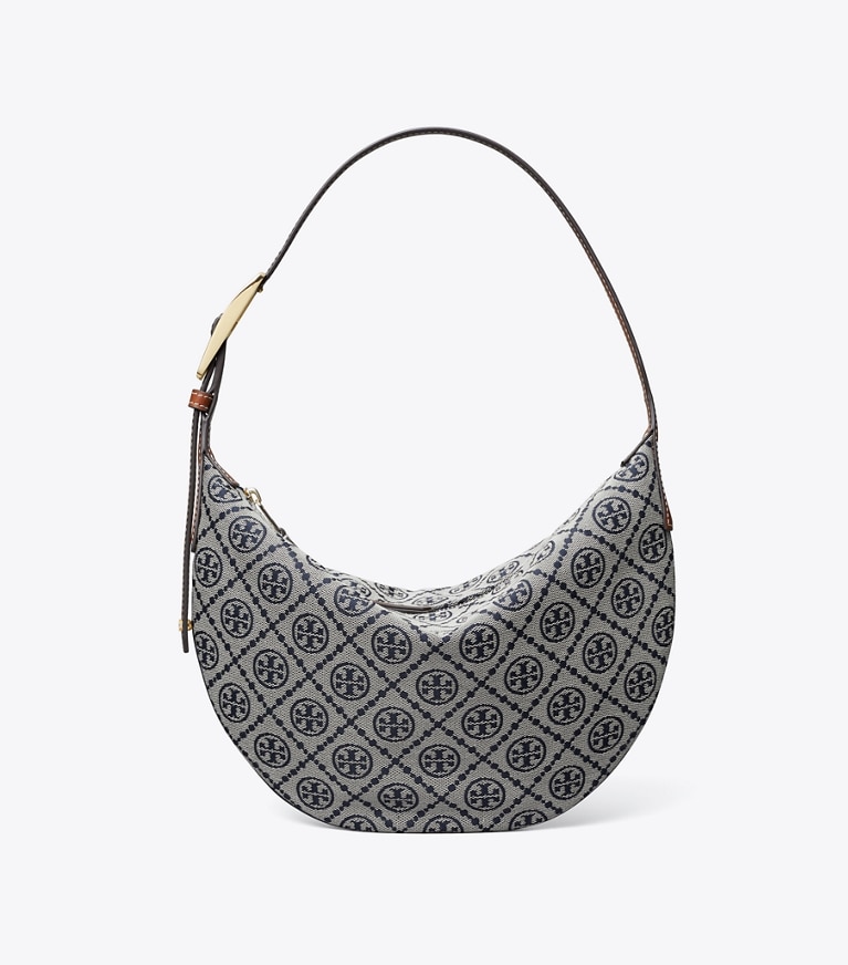 Tory Burch designer shoulder bags T Monogram Small Balloon Bag in Tory Navy angle
