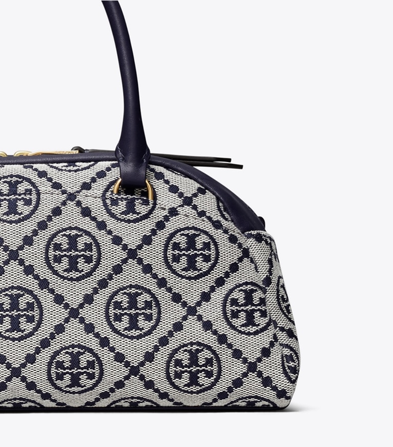 Tory Burch designer crossbody bags T Monogram Small Bowler in Tory Navy detail
