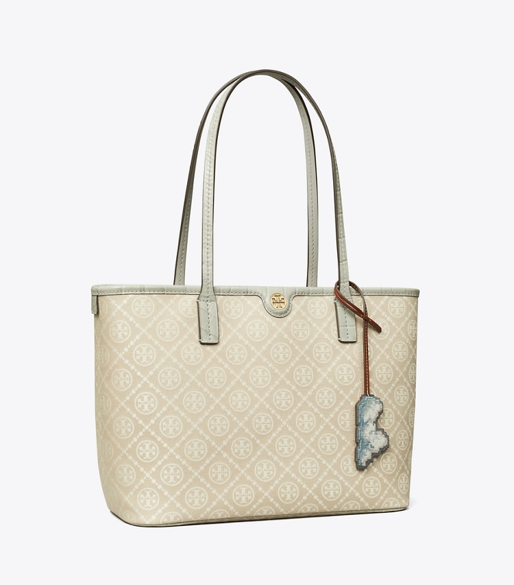 Tory Burch designer tote bags T Monogram Small Cloud Zip Tote in Misty Cloud angle
