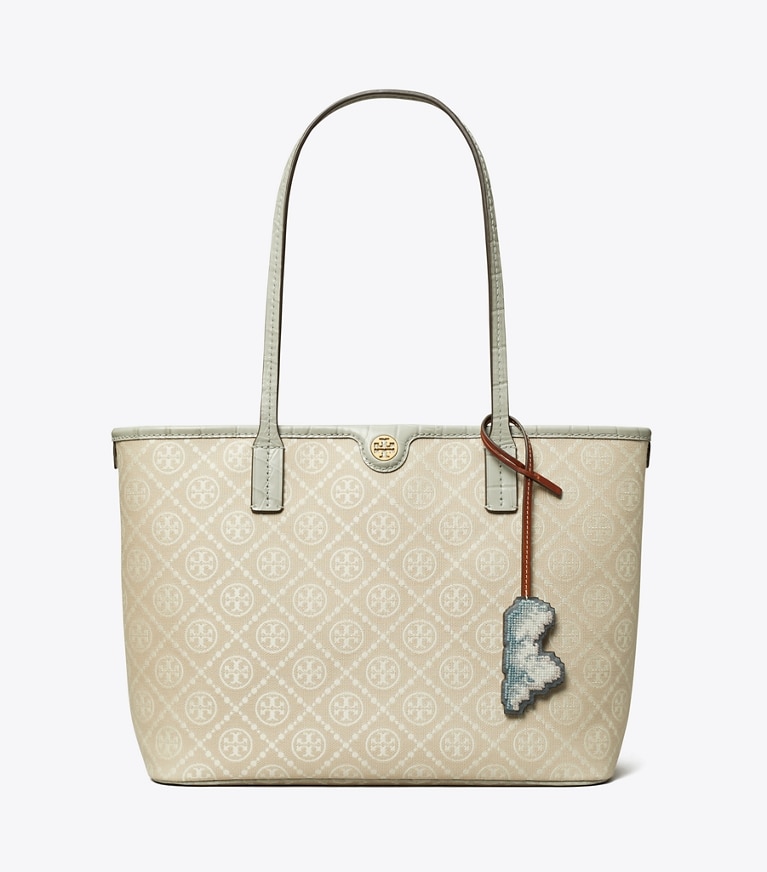 Tory Burch designer tote bags T Monogram Small Cloud Zip Tote in Misty Cloud angle