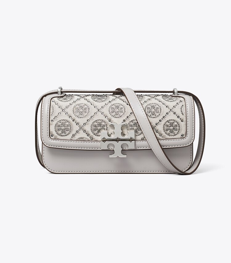 Tory Burch designer shoulder bags T Monogram Small Eleanor Rectangular Bag in Gray front
