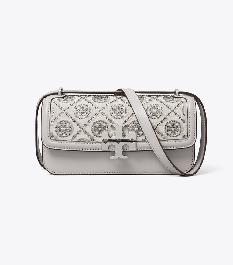 Tory Burch designer shoulder bags T Monogram Small Eleanor Rectangular Bag in Gray angle