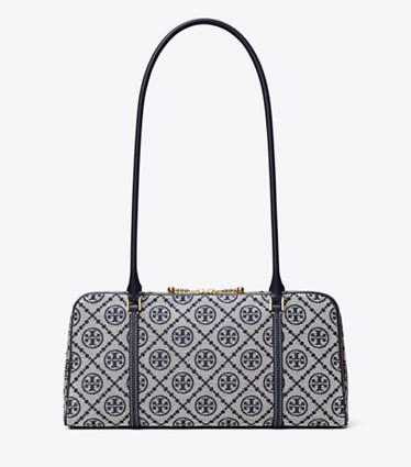 Tory Burch designer shoulder bags T Monogram Small Marshmallow Satchel in Tory Navy front