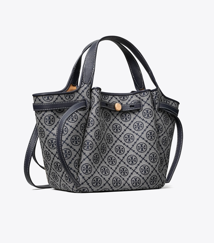 Tory Burch designer トートバッグ ロミー Tモノグラム スモール トートバッグ in TORY NAVY angle