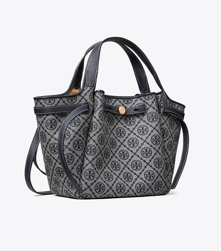 Tory Burch designer トートバッグ ロミー Tモノグラム スモール トートバッグ in TORY NAVY angle