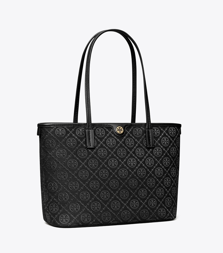 Tory Burch designer tote bags T Monogram Small Zip Tote in Black angle