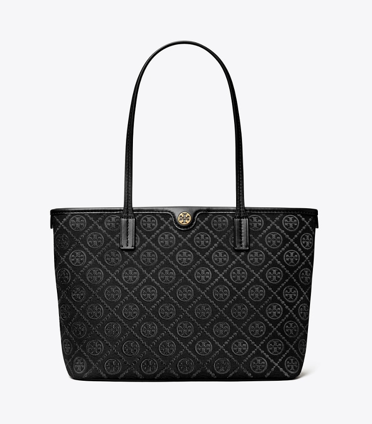 Tory Burch designer tote bags T Monogram Small Zip Tote in Black front