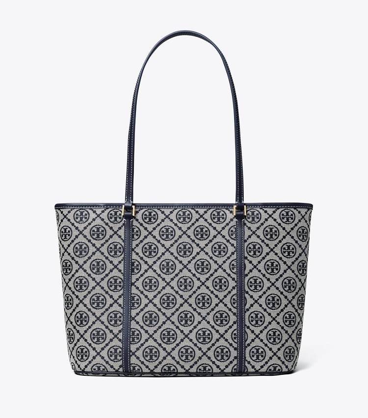 Tory Burch designer tote bags T Monogram Small Zip Tote in Tory Navy front