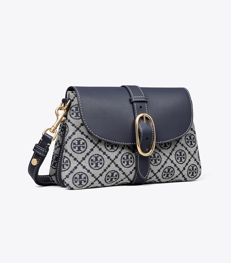 Tory Burch designer shoulder bags T Monogram Soft Small Shoulder Bag in Tory Navy angle