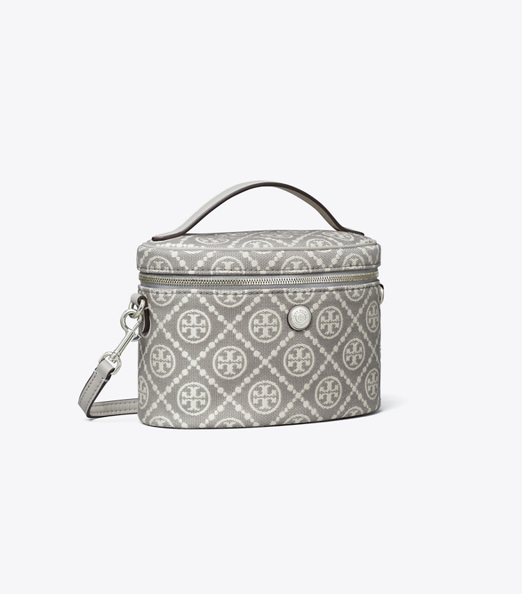 Tory Burch designer mini bags T Monogram Soft Vanity Case in Gray angle